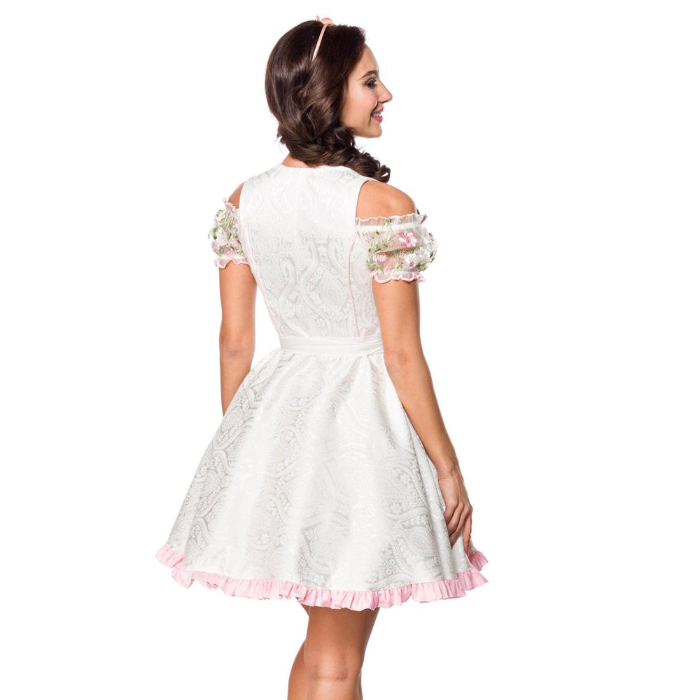 Dirndline Mini Brokat Dirndl Weiß