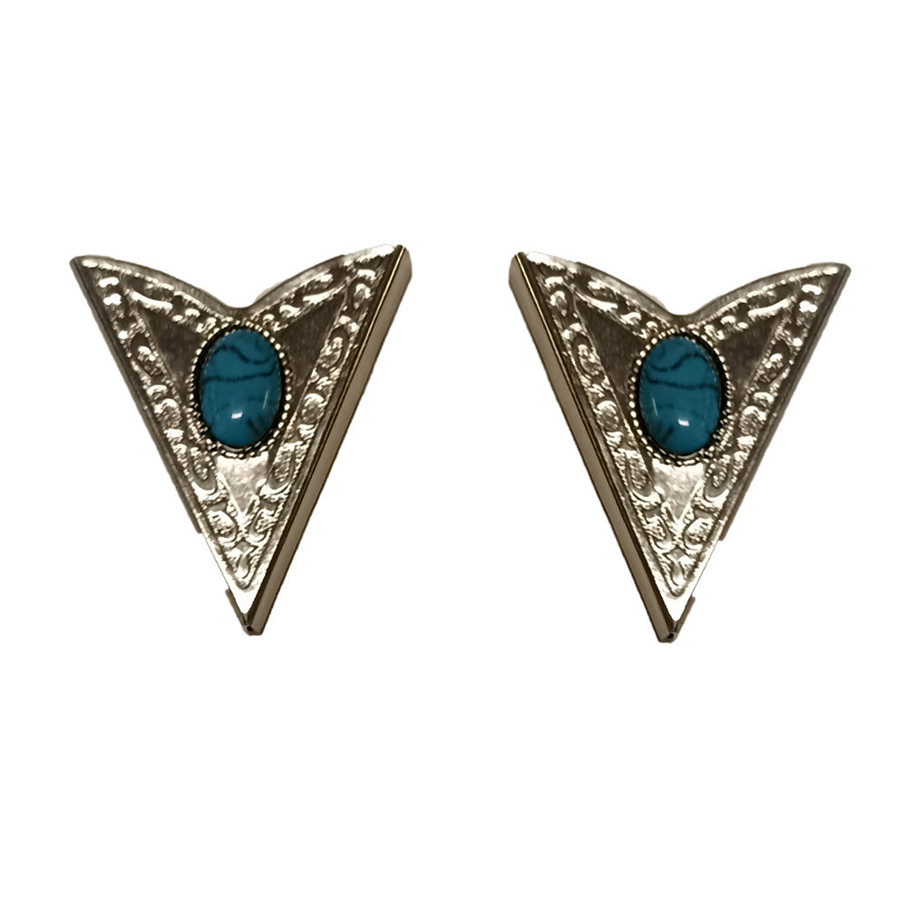 Kragenecken für Westernhemd mit Blauem Stein