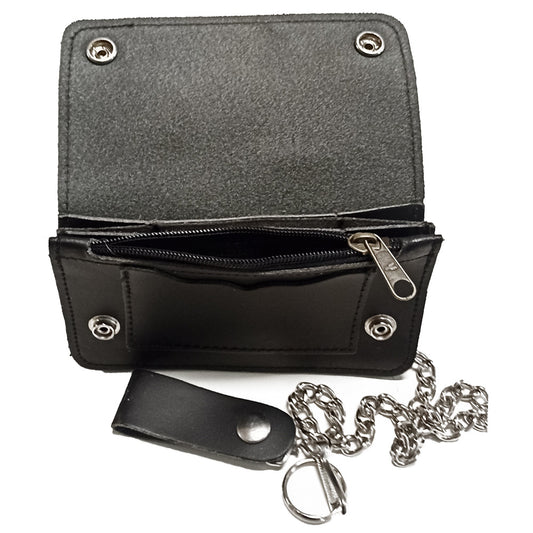 Ledergeldbeutel Schwarz mit Kette