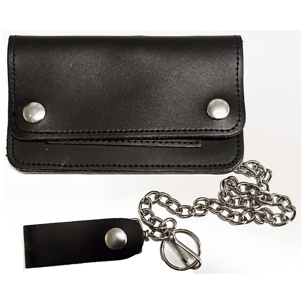 Ledergeldbeutel Schwarz mit Kette
