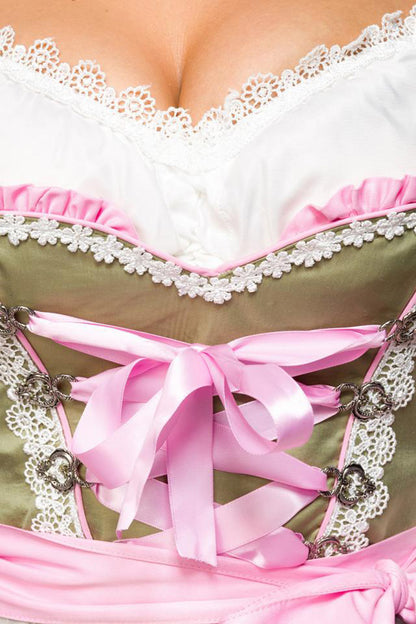 Dirndline Blümchendirndl Grün-Pink
