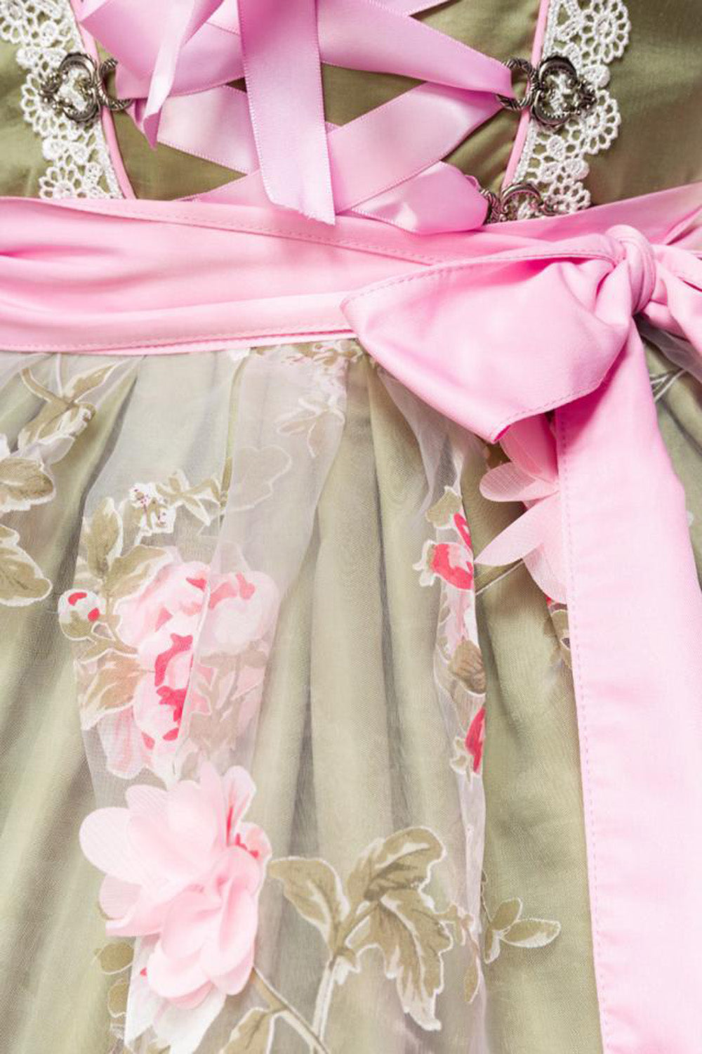 Dirndline Blümchendirndl Grün-Pink