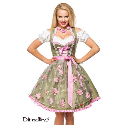 Dirndline Blümchendirndl Grün-Pink