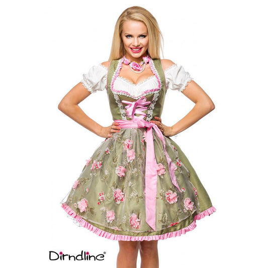 Dirndline Blümchendirndl Grün-Pink