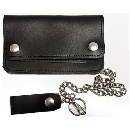 Ledergeldbeutel Schwarz mit Kette