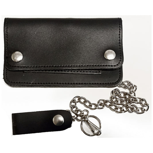 Ledergeldbeutel Schwarz mit Kette