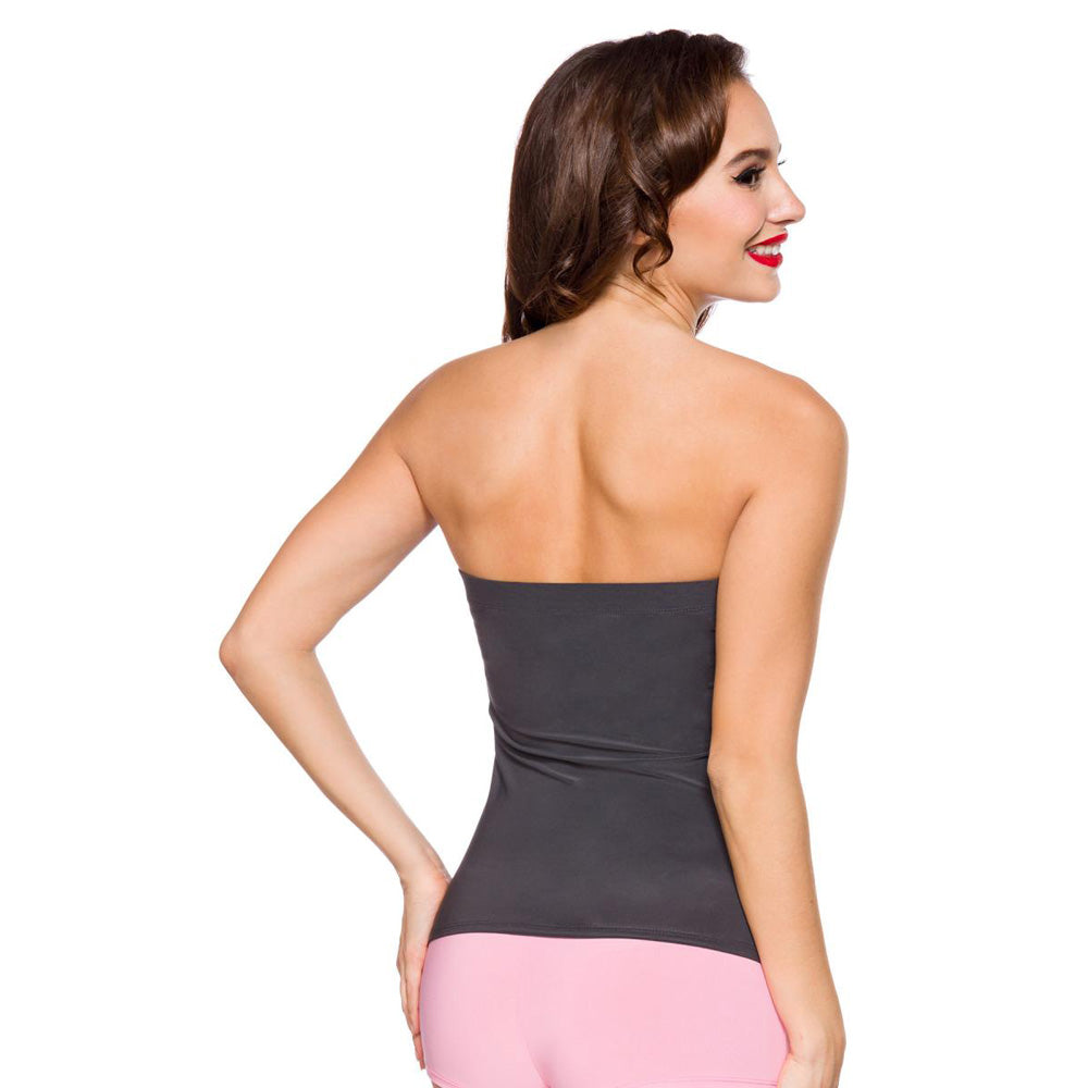 Damen Strapless Top Grau und Schulterfrei von Mask Paradise