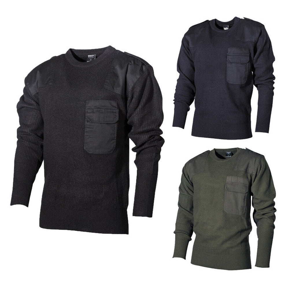 MFH Bundeswehr Pullover gestrickt Navy, Schwarz, Oliv