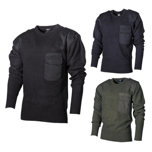 MFH Bundeswehr Pullover gestrickt Navy, Schwarz, Oliv