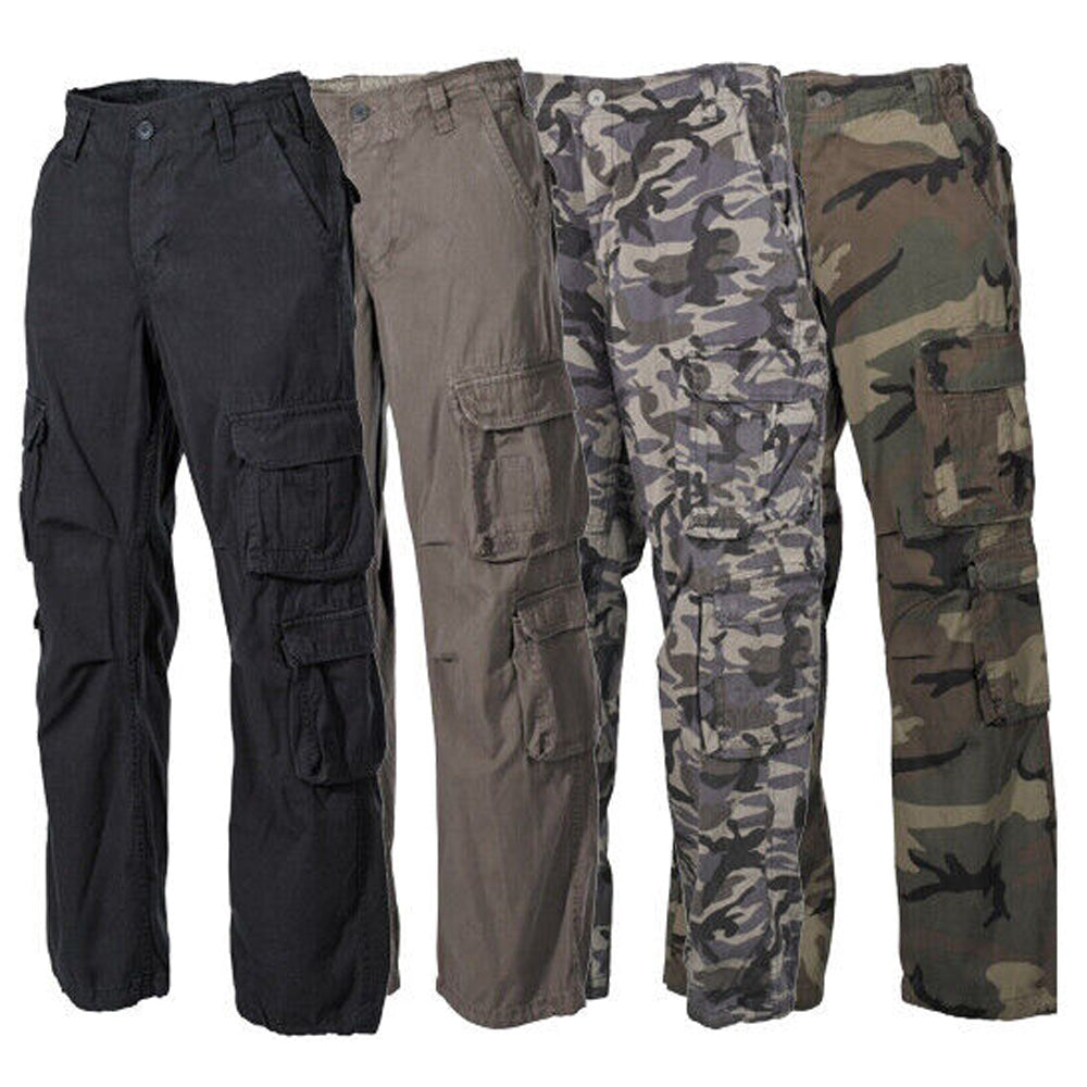 MFH Cargohose Defense Schwarz Oliv Woodland Combat Camo
