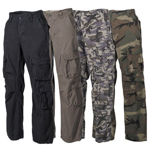MFH Cargohose Defense Schwarz Oliv Woodland Combat Camo