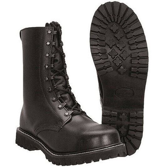 Mil-Tec Springerstiefel PARA Größe 48 Leder Schwarz Stahlkappe