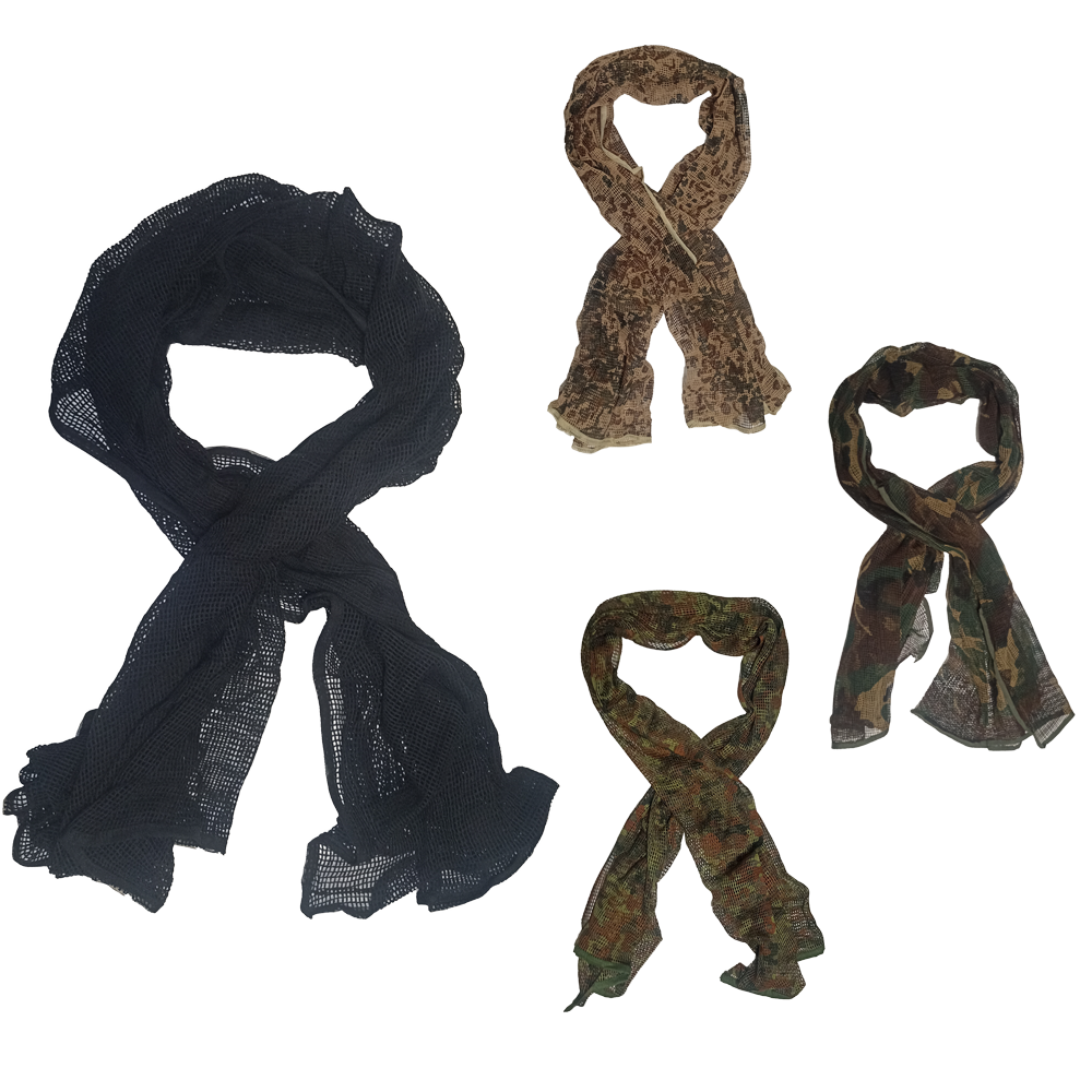 Netzschal in Schwarz Woodland Flecktarn und Tropentarn