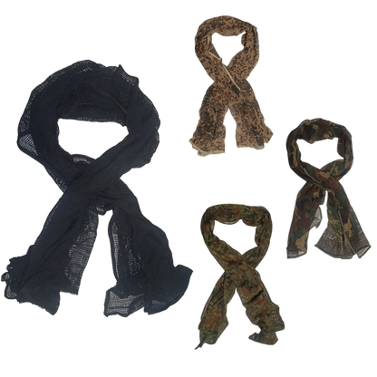 Netzschal in Schwarz Woodland Flecktarn und Tropentarn