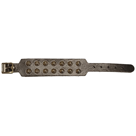Nietenarmband aus Leder mit 2 Reihen Spitznieten