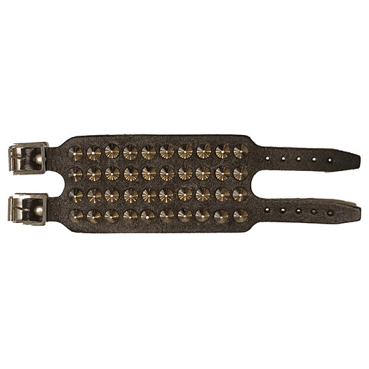 Nietenarmband aus Leder mit 4 Reihen Spitznieten