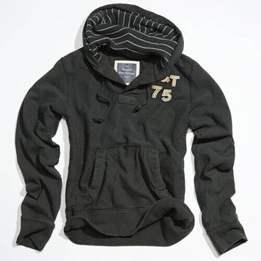 Surplus Herren Henley Kapuzenpullover Schwarz